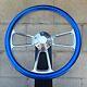 14 Polished Half Wrap Steering Wheel Metallic Blue Chevy Muscle C10 Ford Rod