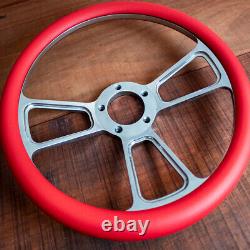 14 Polished Half Wrap Steering Wheel Red for Chevy Muscle C10 Ford Hot Rod