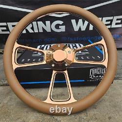 14 Rose Gold Muscle Steering Wheel Tan Vinyl with Horn Chevy Muscle