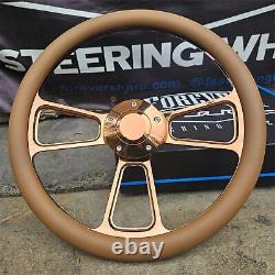 14 Rose Gold Muscle Steering Wheel Tan Vinyl with Horn Chevy Muscle