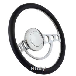 14 Universal Polished Steering Wheel Ford Chevy Muscle C10 Half Wrap Hot Rod