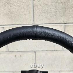 14 inch (350mm) Brushed Black Steering Wheel Black Stitched Leather and Horn