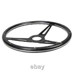 15 6-Bolt 3-Spoke Black Forest Wood Steering Wheel with Slotted Black Spokes