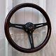 15 Black Steering Wheel With Wood Grip And Official Chevy Horn Button 6 Hole