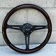 15 Black Steering Wheel With Wood Grip And Official Chevy Horn Button 6 Hole