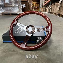 15 Chrome Dark Wood Steering Wheel with Horn Button 1974-94 Chevy C10 Pickup