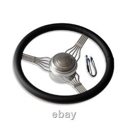 15 Chrome Full Wrap Banjo Steering Wheel GM Built-in Adapter with Horn Button