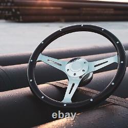 15 Chrome Spokes Steering Wheel with Dark Wood Grip and Billet Horn 6 Hole