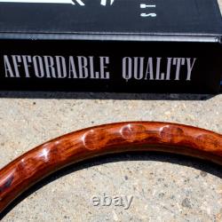 15 Chrome Steering Wheel with Real Dark Wood Mahogany Grip 6 Hole Empire