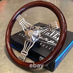 15 Dark Real Wood Chrome Banjo Steering Wheel and Horn Truck Chevy GMC Nova C10