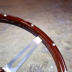 15 Deep Dish Steering Wheel with Dark Wood and Aluminum Rivets and Horn Button