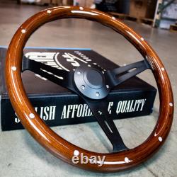 15 Inch Black Steering Wheel Wood C10 Truck Chevy GMC Classic Car Hotrod