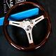 15 Inch Chrome Polished Steering Wheel Dark Wood 3-spoke With Chevy Horn Button