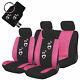 15pc Piece Pink Heart Car Seat Cover Set + Mats Steering Wheel Cover & More