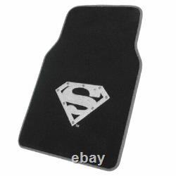 15pc Superman Silver Front Back Car Floor Mats Seat Covers Steering Wheel Cover