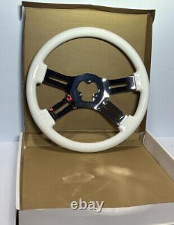 16 Classic White Steering Wheel 4 Chrome Spokes Peterbilt freighliner kenworth