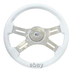 16 Classic White Steering Wheel 4 Chrome Spokes Peterbilt freighliner kenworth