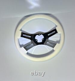 16 Classic White Steering Wheel 4 Chrome Spokes Peterbilt freighliner kenworth