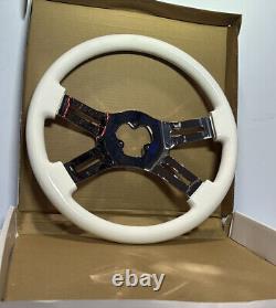 16 Classic White Steering Wheel 4 Chrome Spokes Peterbilt freighliner kenworth