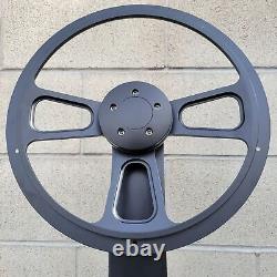16 Inch Black Billet Semi Truck Steering Wheel Brown Vinyl Grip 5 Hole