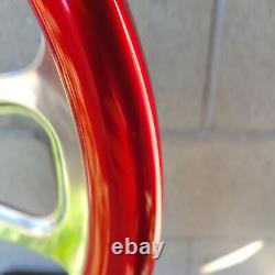 16 Inch Chrome Semi Truck Metallic Red Steering Wheel Horn Big Rig