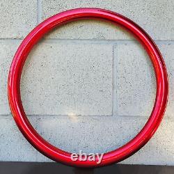 16 Inch Chrome Semi Truck Metallic Red Steering Wheel Horn Big Rig