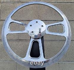16 Inch Chrome Semi Truck Steering Wheel with Blue Vinyl Grip 5 Hole