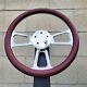 16 Inch Chrome Semi Truck Steering Wheel With Burgundy Vinyl Grip 5 Hole