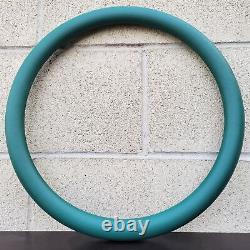 16 Inch Chrome Semi Truck Steering Wheel with Teal Vinyl Grip 5 Hole