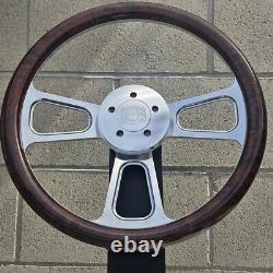 16 Inch billet Semi Truck Steering Wheel with Burlwood Hydro Dipped Wrap