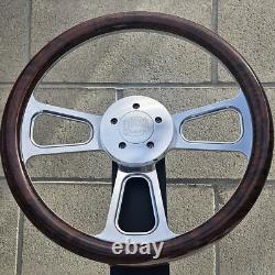 16 Inch billet Semi Truck Steering Wheel with Burlwood Hydro Dipped Wrap