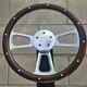 16 Polished Billet Bigrig Steering Wheel With Mahogany Wrap And Aluminum Rivets