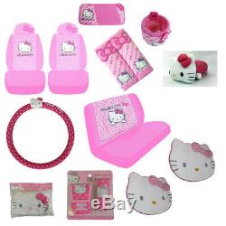 17PC Sanrio Hello Kitty Front Back Car Seat Covers Steering Wheel Cover Lot More