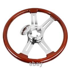 18 4 Spoke Wood Steering Wheel Chrome for Freightliner Kenworth Peterbilt Volvo