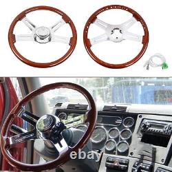 18 4 Spoke Wood Steering Wheel Chrome for Freightliner Kenworth Peterbilt Volvo