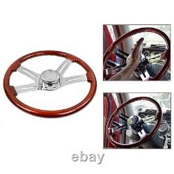 18 4 Spoke Wood Steering Wheel Chrome for Freightliner Kenworth Peterbilt Volvo