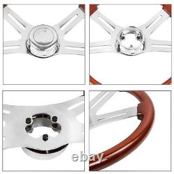 18 4 Spoke Wood Steering Wheel Chrome for Freightliner Kenworth Peterbilt Volvo