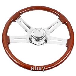 18 4 Spoke Wood Steering Wheel Chrome for Freightliner Kenworth Peterbilt Volvo