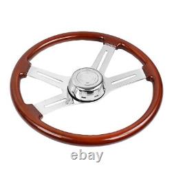 18 4 Spoke Wood Steering Wheel Chrome for Freightliner Kenworth Peterbilt Volvo