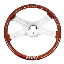 18 4 Spoke Wood Steering Wheel Chrome for Freightliner Kenworth Peterbilt Volvo