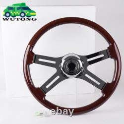 18 4 Spoke Wood Steering Wheel Chrome for Freightliner Peterbilt Kenworth Volvo