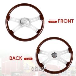 18 4 Spoke Wood Steering Wheel Chrome for Freightliner Peterbilt Kenworth Volvo