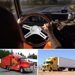 18 4 Spoke Wood Steering Wheel Chrome for Freightliner Peterbilt Kenworth Volvo