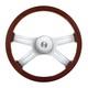 18 4-spoke Wood Steering Wheel With Hub Adapter & Horn Button For Peterbilt