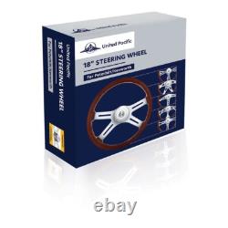 18 4-Spoke Wood Steering Wheel with Hub Adapter & Horn Button For Peterbilt