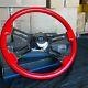18 Big Rig Chrome Steering Wheel With Red Wood Grip And Traditional Horn Button