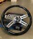 18 Black Steering Wheel Chrome 4 Spoke Freightliner, Kenworth, Peterbilt, Volvo