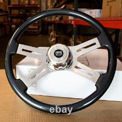 18 Grey Steering Wheel Chrome 4 Spoke Freightliner, Kenworth, Peterbilt, Volvo