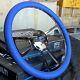 18 Inch Aluminum Semi Truck Steering Wheel With Sky Blue Vinyl Grip 5 Hole