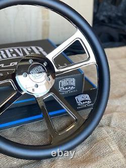 18 Inch Chrome Semi Truck Steering Wheel with Black Vinyl Grip 5 Hole